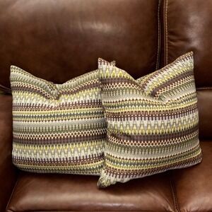 425 South Los Angeles | Set of Two Down Geometric Throw Pillows+Cover | 20x20
